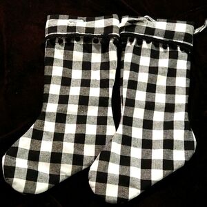 Checkered Black & White Christmas Stockings Set